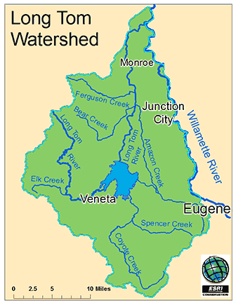 Map of the Long Tom watershed